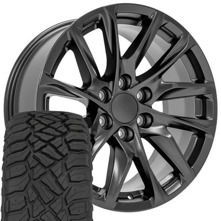 OE Wheels CA90 20 Inch Rims & Tires Fit Escalade Style 6x139.7 20x9 Satin Black - Hollander 4875 - Sailun TerraMax RT 275/55-20 (Set of 4)