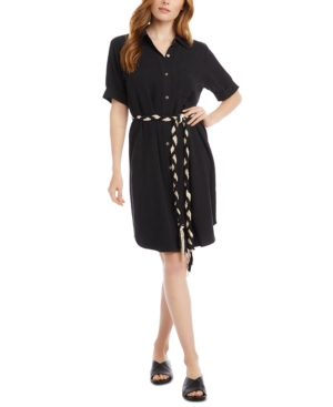 Karen Kane Women's Shirt Dress Black Size Medium M Braided Rope Belt 7263-0289-P - M