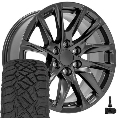 OE Wheels CA90 20 Inch Rims and Tires Fit Escalade Style 6x139.7 20x9 Satin Black - Hollander 4875 - TerraMax RT 275/55-20 (Set of 4)