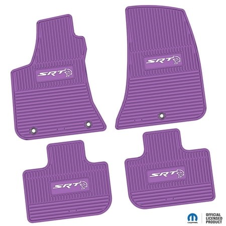 Flextread Floor Mats for 11-23 Dodge Charger RWD - Mopar Licensed Factory Fit - Purple W/ White SRT Hellcat Insert - 100% Made in USA