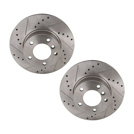 KarParts360 for BMW 325i 2006 Brake Discs Front  Driver and Passenger Side | Pair | Drilled and Slotted | 300MM Disc Diameter | Replacement for 34312 