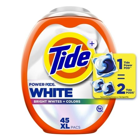 Tide Power PODS Plus Ultra OXI White and Bright Laundry Detergent  45 Count  Advanced Stain Removal and Whitening Power
