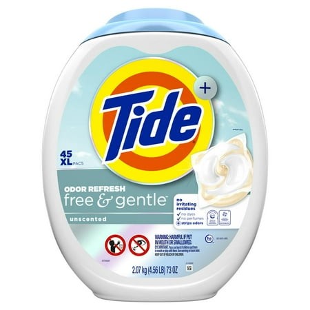 Tide Power Pods Odor Refresh Free & Gentle XL Laundry Detergent Pacs - 45 Ct- Pack of 2
