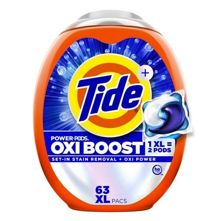 Tide Power Pods Oxi Boost XL Laundry Detergent Pacs - 63 Ct- Pack of 2
