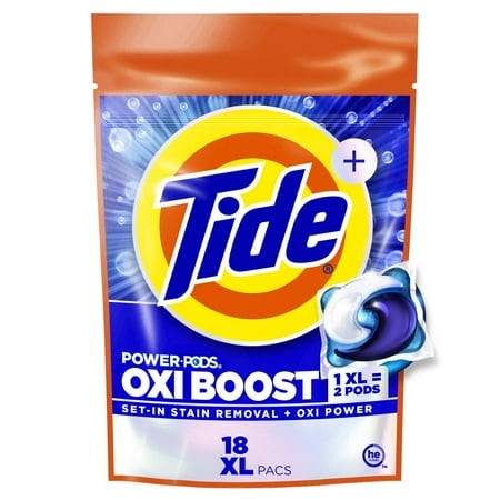 Tide Power Pods Oxi Boost XL Laundry Detergent Pacs - 18 Ct- Pack of 2
