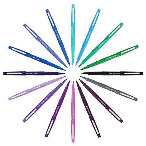 Paper Mate Flair Felt Tip Pens, Medium Point (0.7mm), Assorted Colors, 24 Count