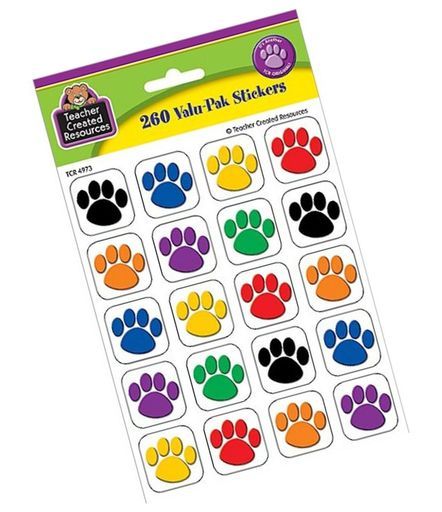 Teacher Created Resources Colorful Paw Print Stickers Value Pack (4973)