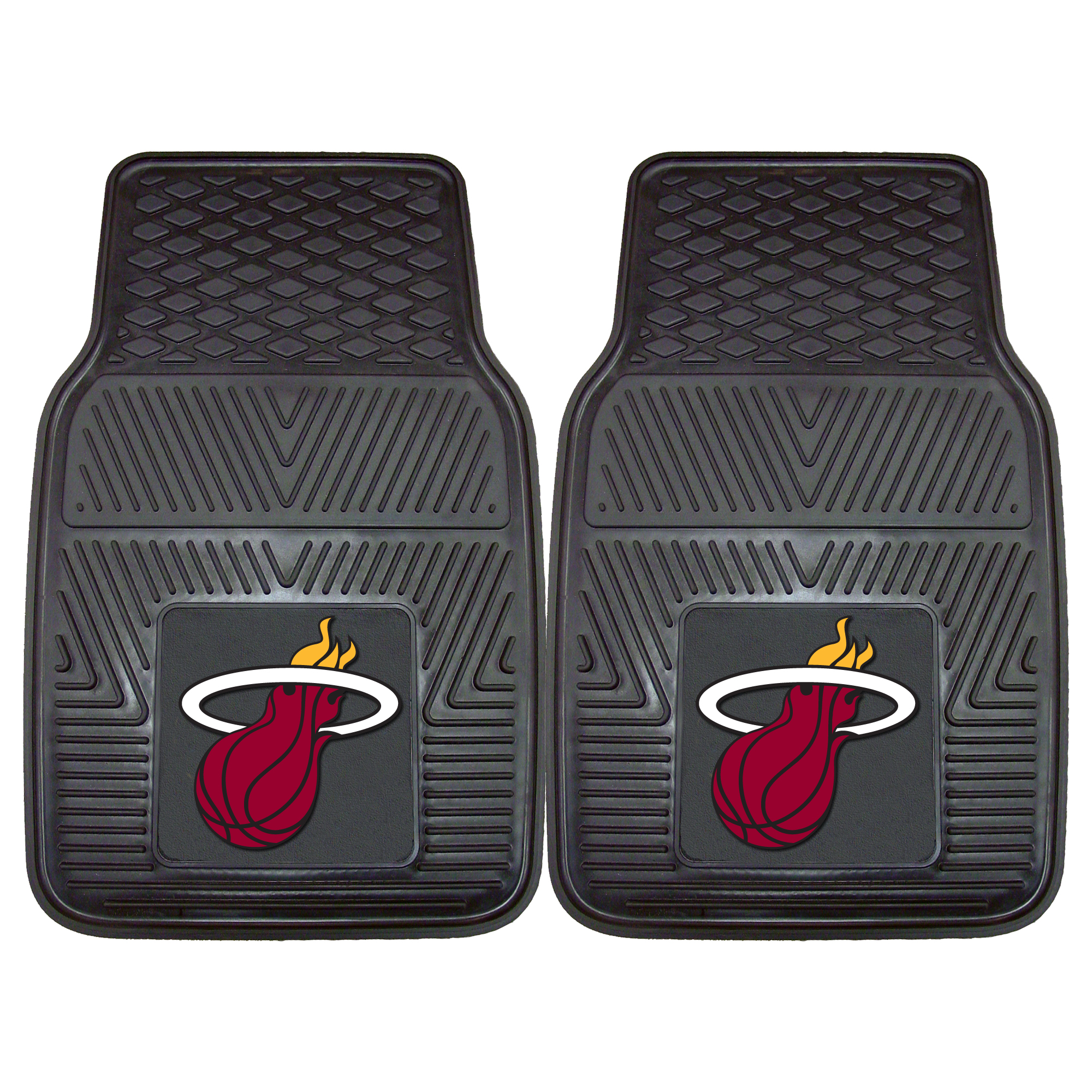 FANMATS Miami Heat Universal 2 Piece Front Vinyl Floor Mats - FANMATS Miami Heat Universal 2 Piece Front Vinyl Floor Mats - Protect Your Vehicles Floo