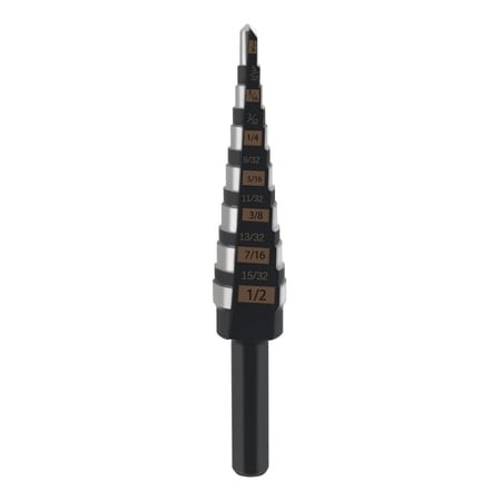 FRKSMD-48-89-9201 Step Drill Bit Double Straight Concave Fluted for Milwau-kee Step Drill Bit 1/8” – 1/2” No 1