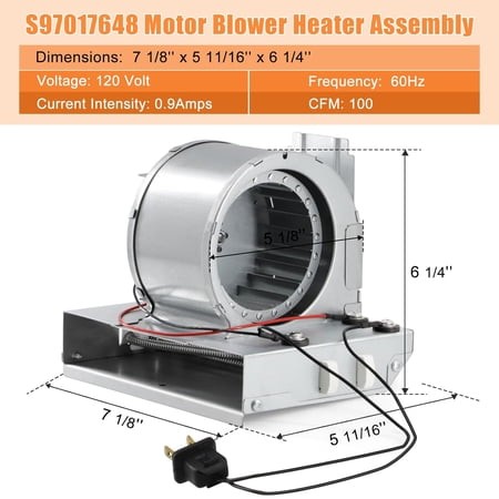 S97017648 Heater Motor Assembly for Broan NuTone 665RP  605RP  9965  660RP  665RF  665RSP  9905 Bathroom Exhaust Fan Replacement Parts  89306000 Motor