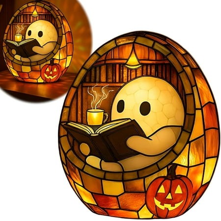 HIBIBUD 2026 New Ghost Reading Book Lamp Cute Ghost Reading Neon Sign (Resin) for Bedroom  Study  Kids Room  Office  Living Room
