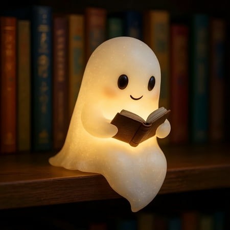 HIBIBUD 2026 New 2 Pcs Ghost Table Lamp Halloween Light up Ghost Statue Night Light Home Decor Ghost Lighted Figurine Lamps for Party Bedroom Shelf Ta