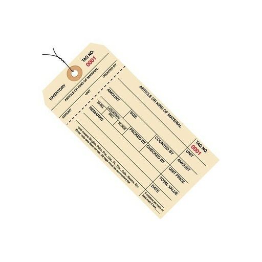 Inventory Tags, 1 Part Stub Style #8, Pre-Wired, (5000-5999), 6 1/4