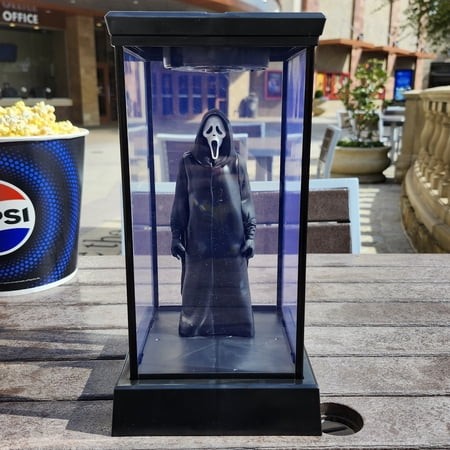 2026 Limited Edition Ghost Face LED Display Case Popcorn Bucket  Scream 7 Collectible Snack Container  Food Safe Plastic Horror Decor for Movie Night 