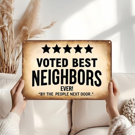 Voted Best Neighbors Vintage Metal Sign - Retro Home Décor 8x12 Inch (LCS 9797)