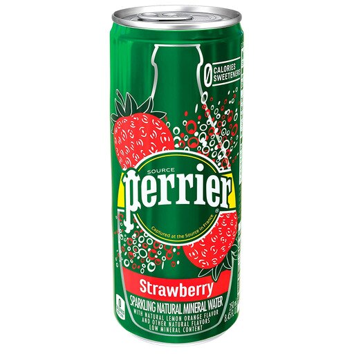 Perrier Strawberry Flavored Carbonated Mineral Water, 8.45 Fl Oz. Slim Cans (30