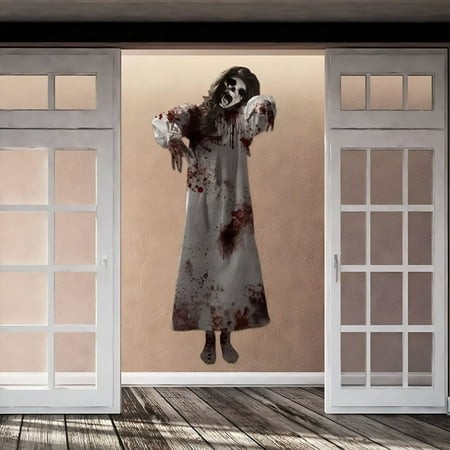 CCOCC 2026 New Halloween Decorations Window Clings Large Scary Female Ghost Horror Halloween Decals for Indoor Glass Windows Home Office Party Decor