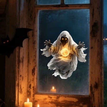 CCOCC 2026 New Halloween Window Cover Sticker - Scary Ghost Monster Sticker - Window Silhouette Cover Decorations for Haunted House Indoor/Outdoor Par