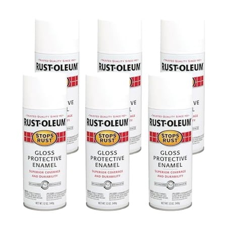 Rust-Oleum 7792830 Gloss White Stops Rust Spray Paint  Enamel  12 Fl. Oz. Aerosol Can (Pack of 6)