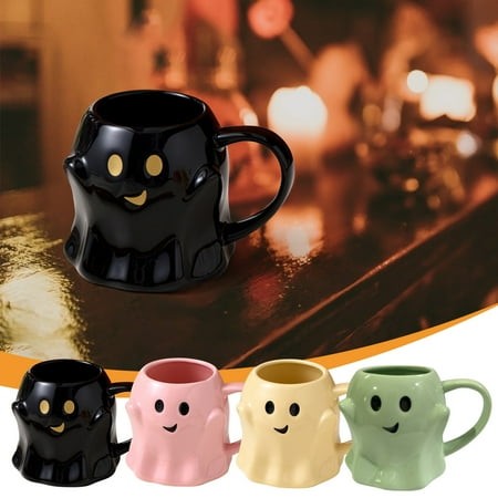 Jacenvly New Halloween Decorations Indoor 14Oz Halloween Ghost Mug Cute Ceramic Ghost Coffee Mug Adorable Ghost Decoration Spooky Ghost Ghostface Mug 