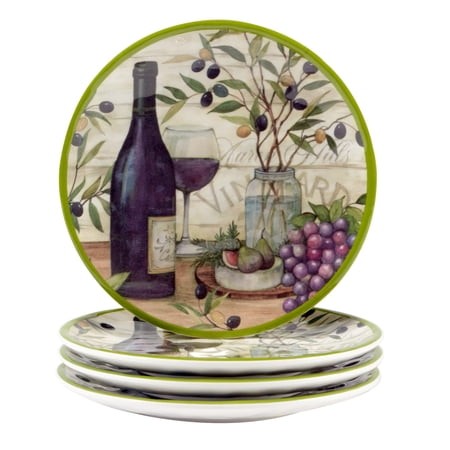 Certified International Meadow Brook Vineyard Canape Plate Set  6-inch Diameter  Set of 4  for Everyday Use  Kitchen Accessories  Party Celebration