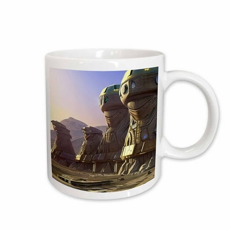 3drose  Fantasy Shelters  Buildings on Mars. New City on Another Planet Gift  11oz Mug