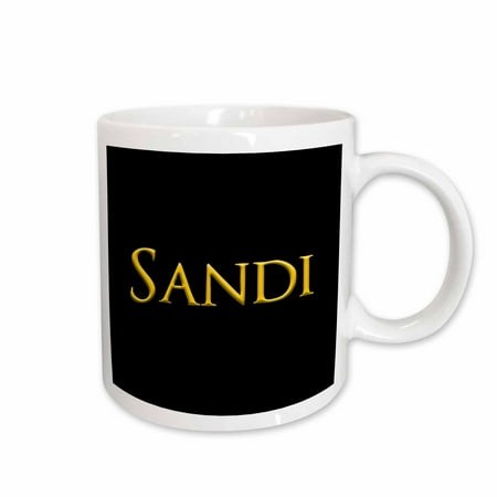 3drose  Sandi Popular Woman Name in the America. Yellow on Black Gift  15oz Mug