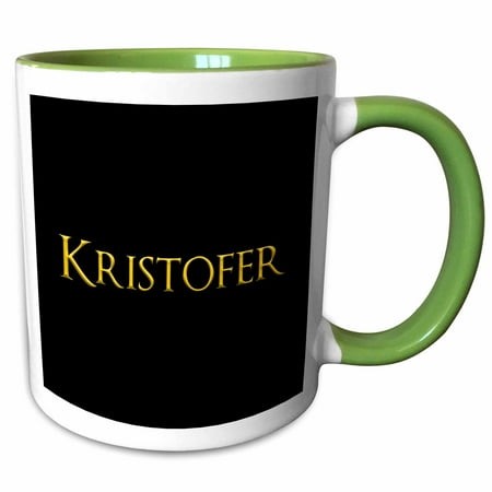 3drose  Kristofer Attractive Male Name in the Usa. Yellow on Black Gift  11oz Two-tone Green Mug