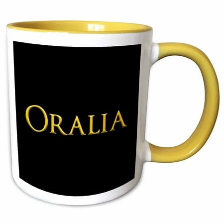 3drose  Oralia Chic Baby Girl Name in America. Yellow on Black Gift or Charm  15oz Two-tone Yellow Mug