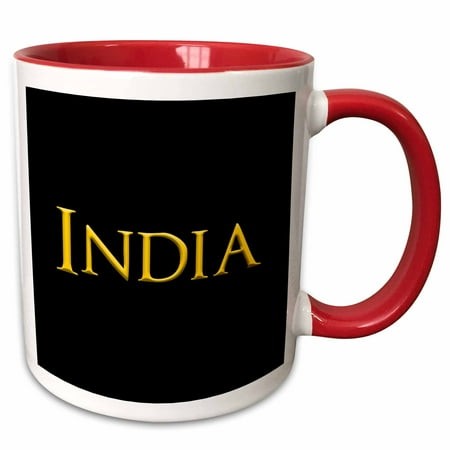 3drose  India Popular Baby Girl Name in the Usa. Yellow on Black Gift Charm  11oz Two-tone Red Mug