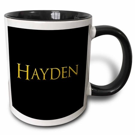 3drose  Hayden Known Baby Boy Name in the Usa. Yellow  Black Charm Gift  11oz Two-tone Black Mug