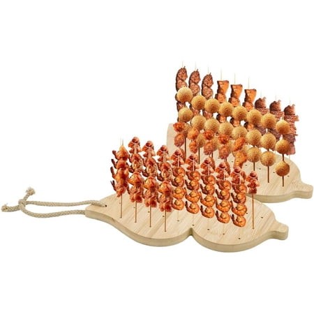 Bamboo Food Skewers Holder Butterfly Shape Fruit Kabobs Skewers Stand 70 Holes Lollipop Display Stand Wheat Color Food Display Holder for Birthday Coc