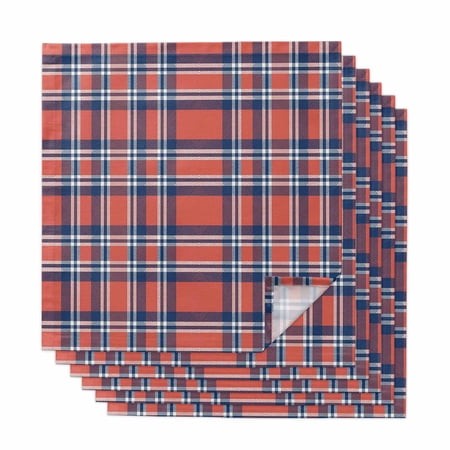 Orange Blue Cloth Napkins  British Style Buffalo Plaid Lattice Washable and Reusable Dinner Napkins Set of 6  Table Napkin for Kitchen Party Birthday 