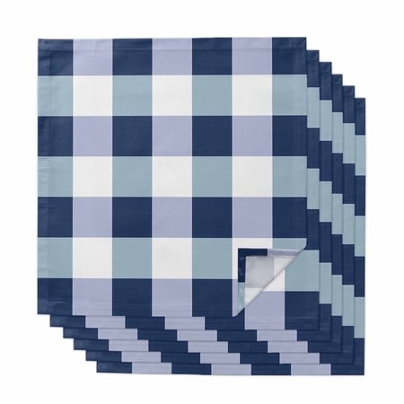 Navy Blue Plaid Cloth Napkins  Spring Farmhouse Buffalo Checkered Washable and Reusable Dinner Napkins Set of 6  Table Napkin for Kitchen Party Birthd