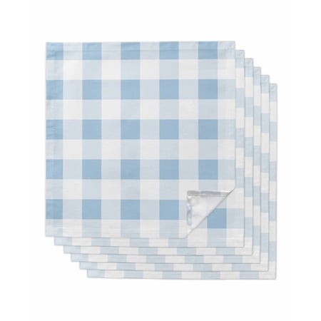 Cloth Napkins Set of 6 - 20x20 Inches  Blue Checkered Washable Reusable Table Napkins  Blue White Buffalo Plaid Soft & Absortbent Dining Napkin for Pa