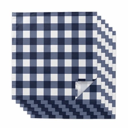 Navy Blue Check Cloth Napkins  Farmhouse Buffalo Plaid Blue Washable and Reusable Dinner Napkins Set of 6  Table Napkin for Kitchen Party Birthday Wed