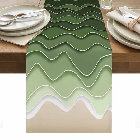 Ocean Waves Table Runner 14 X 72 Inch  Abstract Spray Beach Washable Cotton Linen Dining Table Runner Tabletop Decorations for Restaurant Home Kitchen
