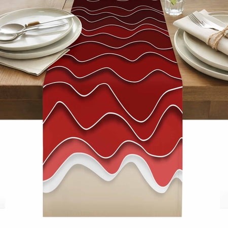 Ocean Waves Table Runner 14 X 72 Inch  Abstract Spray Beach Washable Cotton Linen Dining Table Runner Tabletop Decorations for Restaurant Home Kitchen