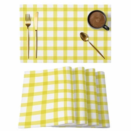 Farmhouse Style Placemats Set of 6  Blue Buffalo Plaid Background Non-Slip Place Mats Washable Table Mats for Kitchen Dining Table Decorations Indoor/
