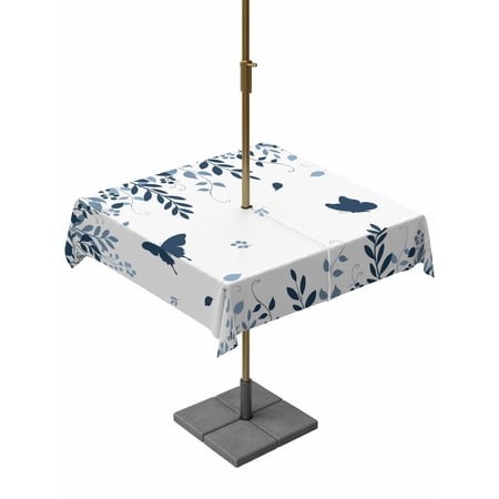 Outdoor Tablecloths with Umbrella Hole & Zipper  Blue Spring Botanical 54x54 Inch Square Tablecloths  Weeping Eucalyptus Butterfly Waterproof Table Cl