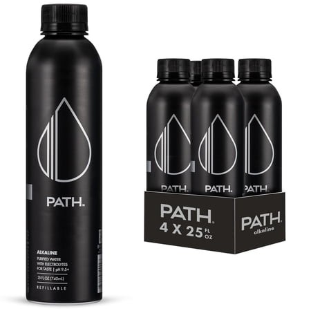 PATH Water Ultra-Purified Alkaline Water  25 Fl Oz  4 Pack Aluminum Bottles