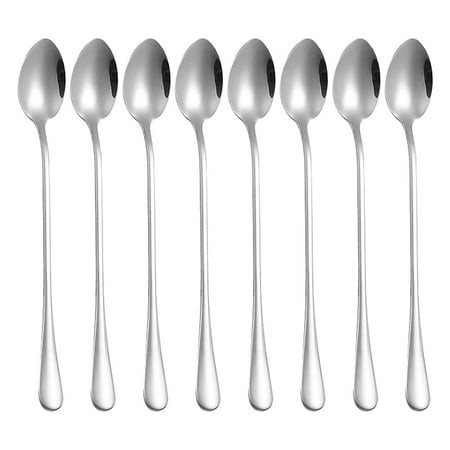 LYINGF 8-Piece 8-Inch Long Handle Spoon Set  Stainless Steel Coffee Stirrers  Iced Teaspoons  and Ice Cream Spoons  Premium Cocktail Stirring Spoons a