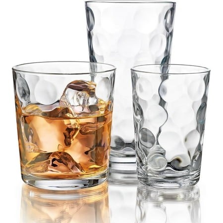 12-pc Galaxy Glassware - Drinking Glasses  Mixed Drinkware Set. Highball 17 Oz. Rock 13 Oz. Juice 7 Oz. Glass Tumblers