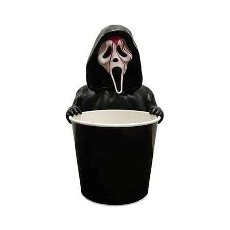 Guvpev 2026 Scream 7 Ghost Face Popcorn Bucket  11.8  3D Sculpted Character Snack Container  Food Safe Plastic Horror Movie Pail for Fright Night Feas