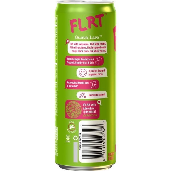 ⚡🌺 FLRT Guava Lava Sugar Free Energy Drink – 12 Fl Oz Cans, Pack of 6 ⚡🌺 thumbnail