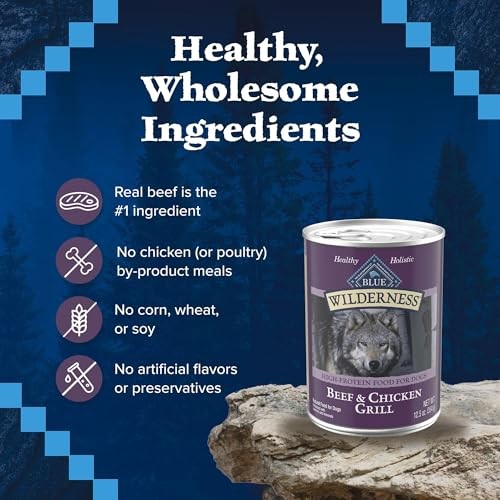 Blue Buffalo Wilderness Beef & Chicken Grill Grain-Free Canned Dog Food, 12.5-oz, 3 Count thumbnail