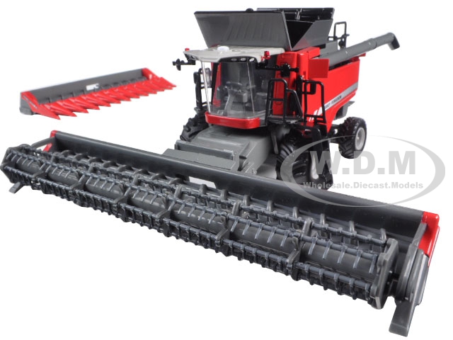 Massey Ferguson 9545 Combine with Fat Singles Grain Head and Corn Head 1/64 Diecast Model by Speccast
