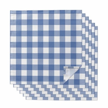 Cloth Napkins Set of 6 Buffalo Plaid Blue Check Cocktail Napkins Farmhouse Style Washable Reusable Soft Dinner Table Napkins for Dinner Party Banquet 