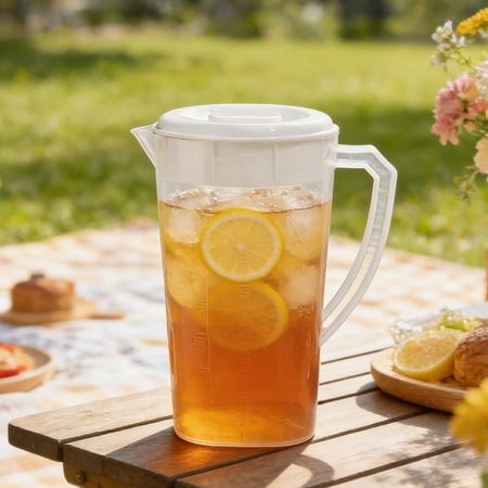 Iumwxz Large Capacity 64 Oz Plastic Pitcher with Push Lid and Handle for Iced Tea  Lemonade  Juice  Water  Milk and Coffee  Fits in Refrigerator Door 