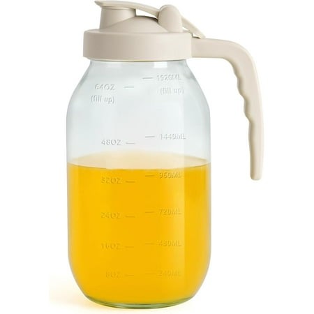 2 Quart Glass Pitcher with Filter Lid Airtight Cold Water Jug for Lemonade Tea Juice Milk Iced Coffee Fruit Drinks Airtight 64 Oz